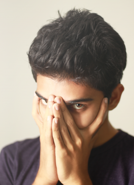 Canva - Man Wearing Black Crew-neck Top